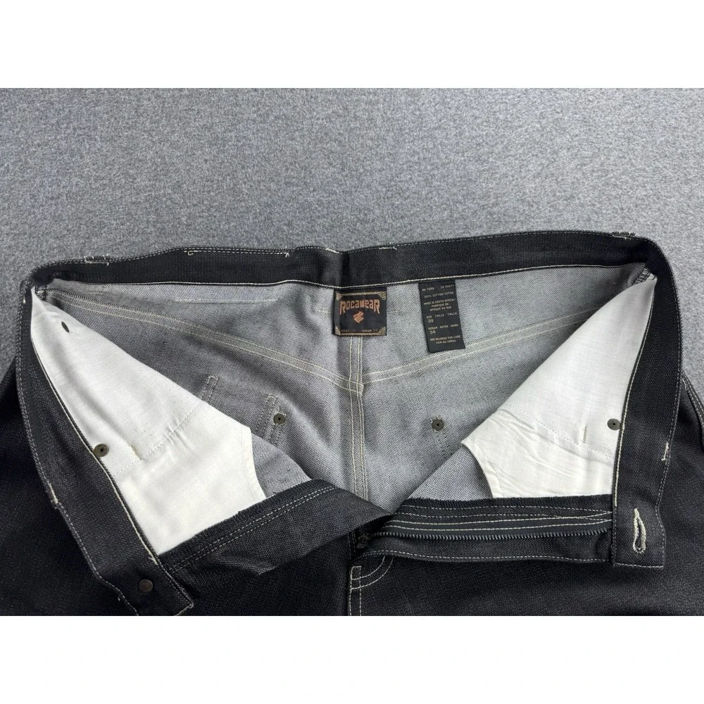 Vintage Rocawear Jeans Mens 38x34 Baggy Carpenter Deep‎ Black Hip Hop Skater Y2k